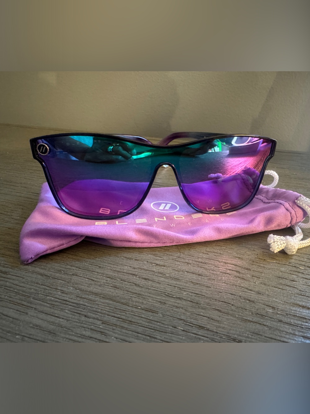 Blenders Women's Purple Mirrored Shield Sunglasses